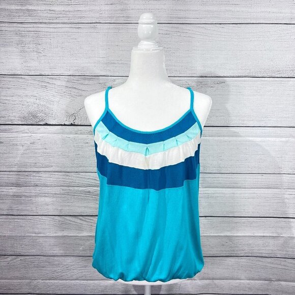 New York & Company Tank Top | Blue & White | Medium | Scoop Neck | Colorful - Picture 1 of 11